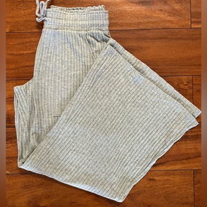 Stars above grey rib knit bell bottom‎ pajama pants